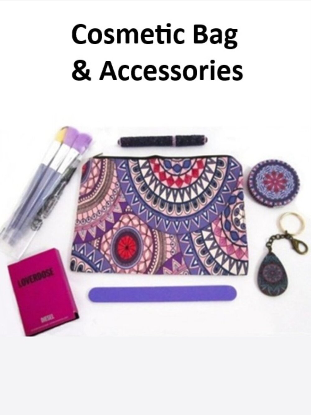 Geometric Pattern Cosmetic Bag Set with Disel Lover Dose Scent NEW